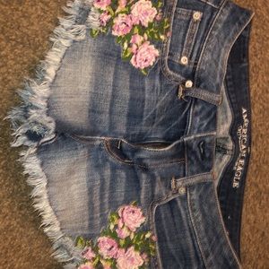 American Eagle floral denim shorts